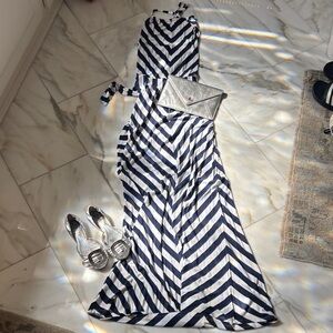Michael Stars Navy and White Chevron Maxi Dress